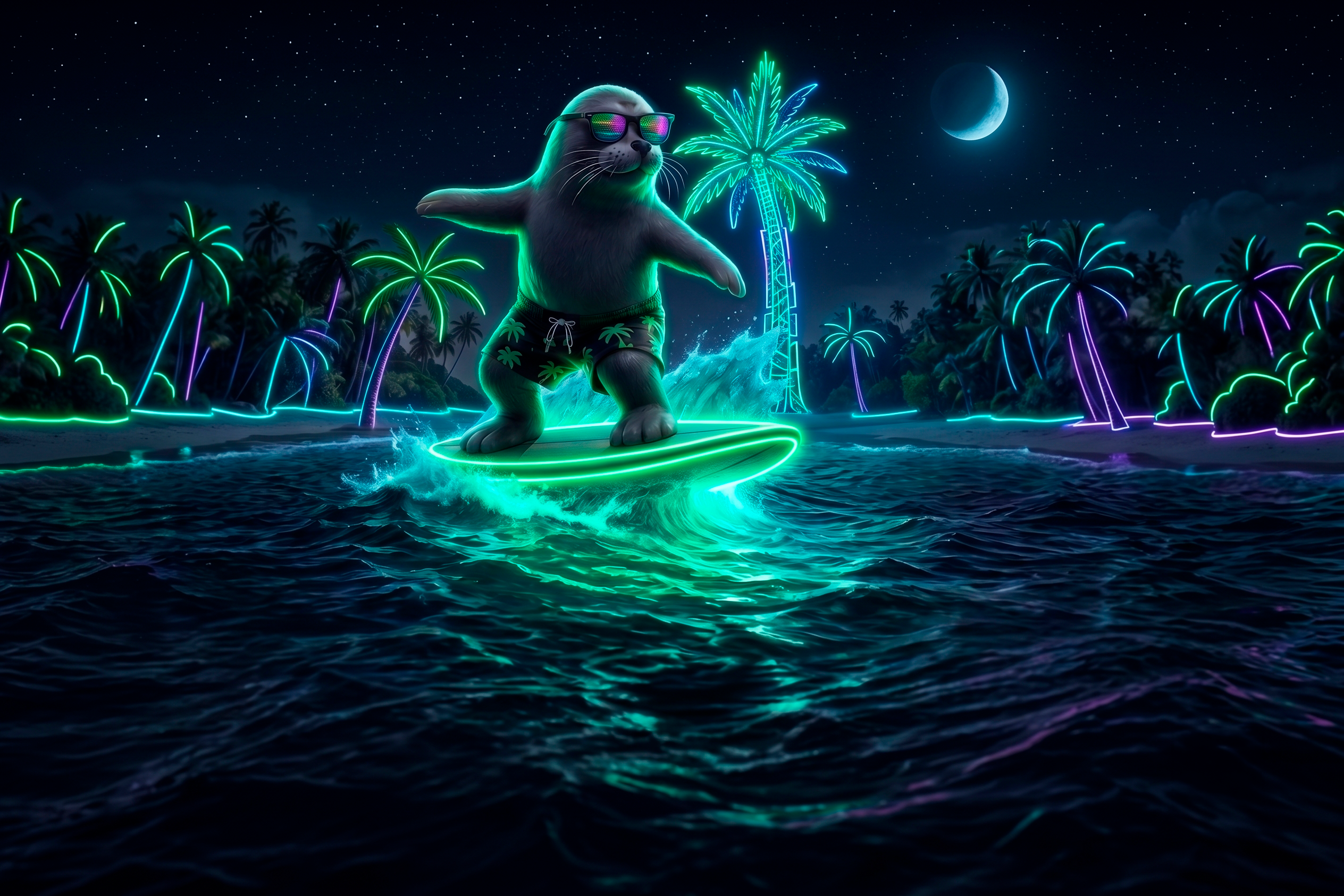 Seal Surfer — Night (Neon)